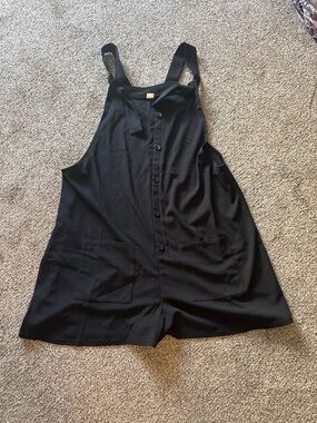 HALARA Black Button-Front Romper Jumpsuit